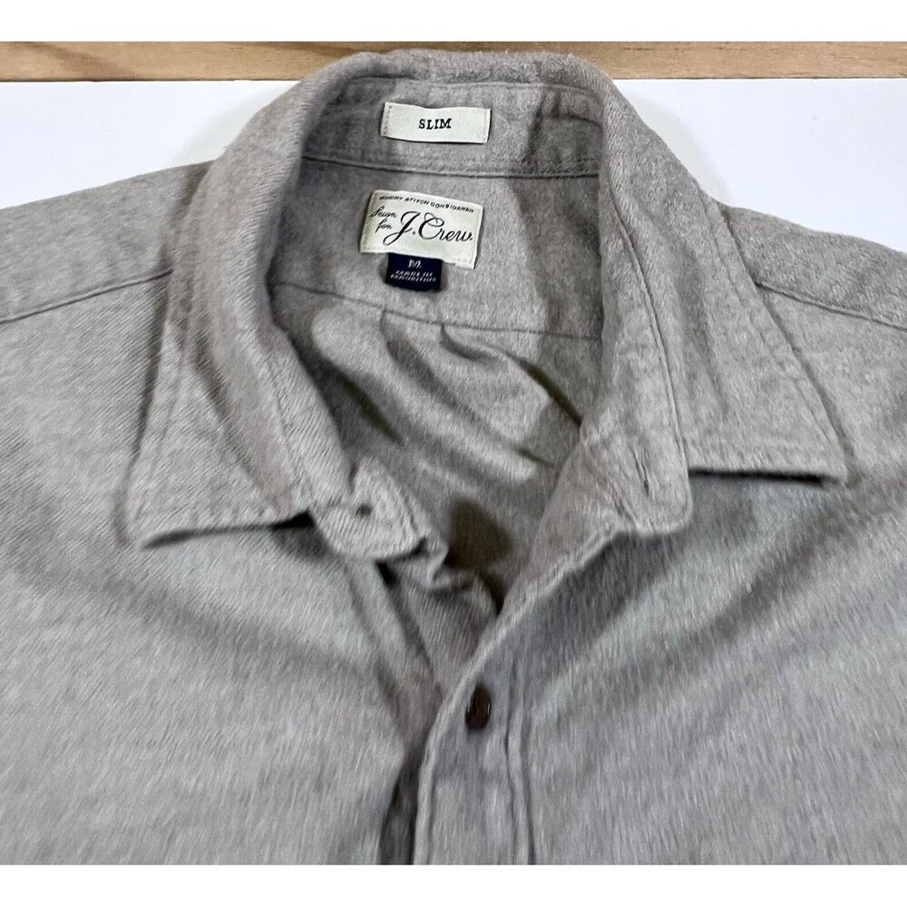 J. Crew Chamois Style Brushed Cotton Button Up Shirt Slim Fit Men's Medium